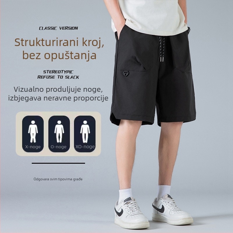 Muške cargo kratke hlače, ravnog kroja, kapri duljina, 100% poliester, više džepova, sportski stil