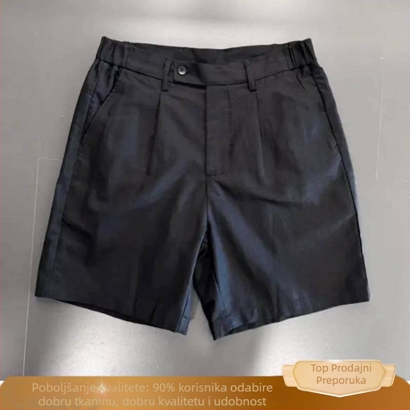 Muške šorceve od bambusovih vlakana za ljeto, lagane i prozračne, sa zip zatvaračem, visokim strukom, casual stil