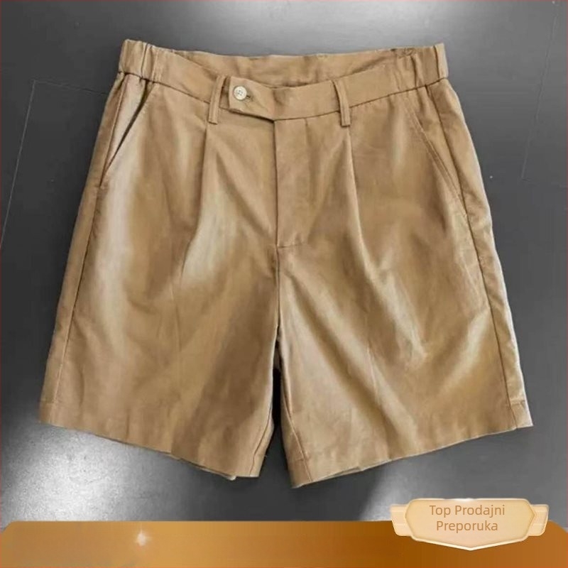 Muške šorceve od bambusovih vlakana za ljeto, lagane i prozračne, sa zip zatvaračem, visokim strukom, casual stil