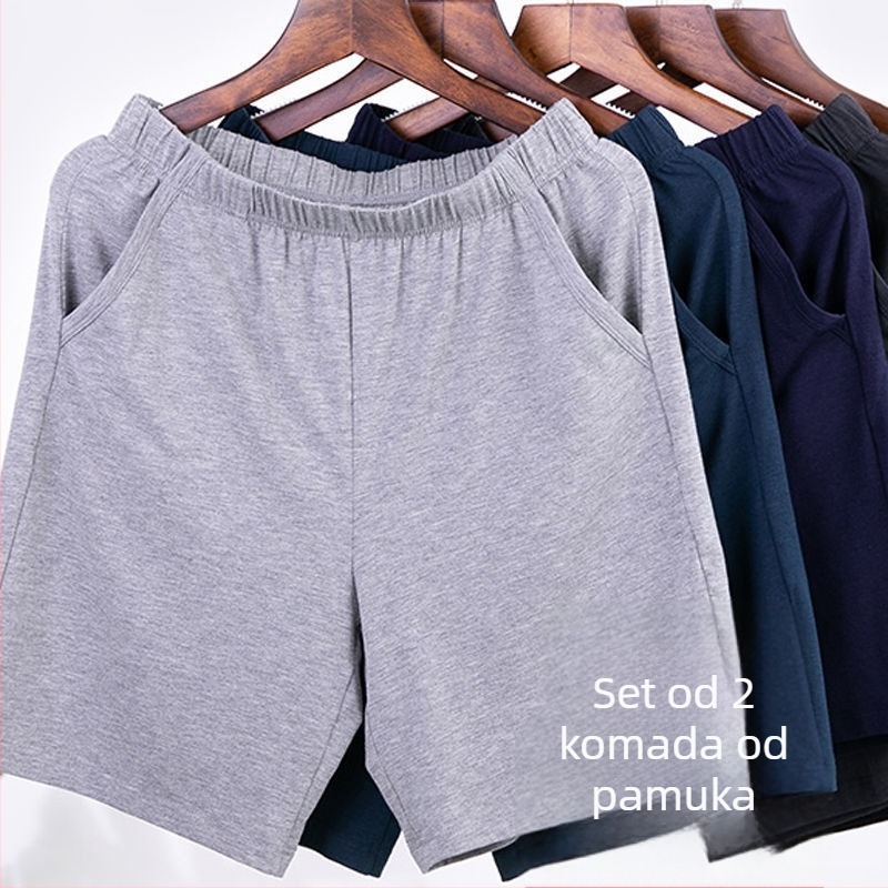 Muške kratke hlačice od pletiva pamuka, opuštena kroj, ljetne kućne pidžama hlače, 100% pamuk, Aurora Ice Bear