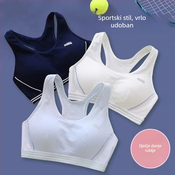 Sportski top za djevojčice, tanke oblikovane šalice, najlonska tkanina, pune šalice, vest-stil, fiksne dvostruke naramenice