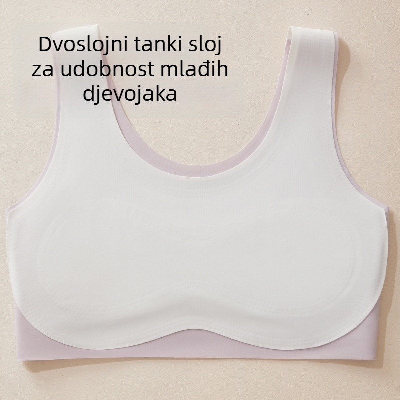 Dječji grudnjak u top stilu, 3/4 košarica, tanki oblikovani košarica s spužvom, 100% najlon, fiksni dvostruki remeni, prozračan