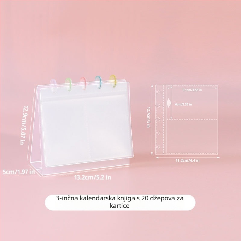 Fotoalbum, prozirni album za kartice za stolni prikaz, PP kućište, labav listni uvez, 10 stranica, ispis logotipa, prilagodba dostupna
