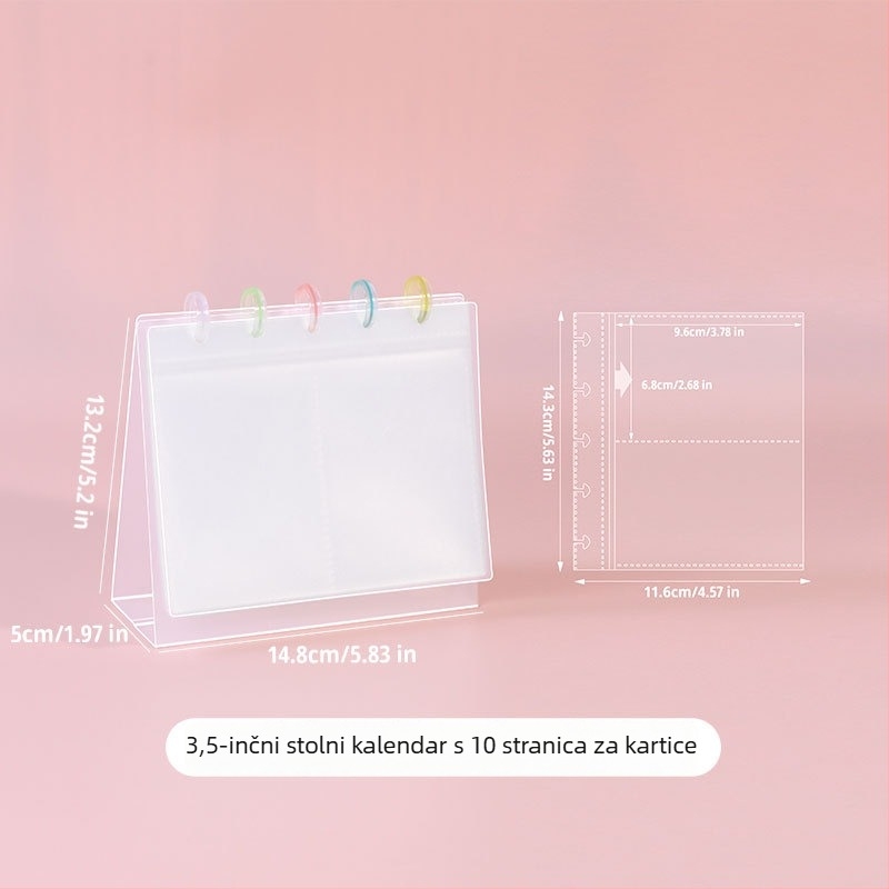 Fotoalbum, prozirni album za kartice za stolni prikaz, PP kućište, labav listni uvez, 10 stranica, ispis logotipa, prilagodba dostupna
