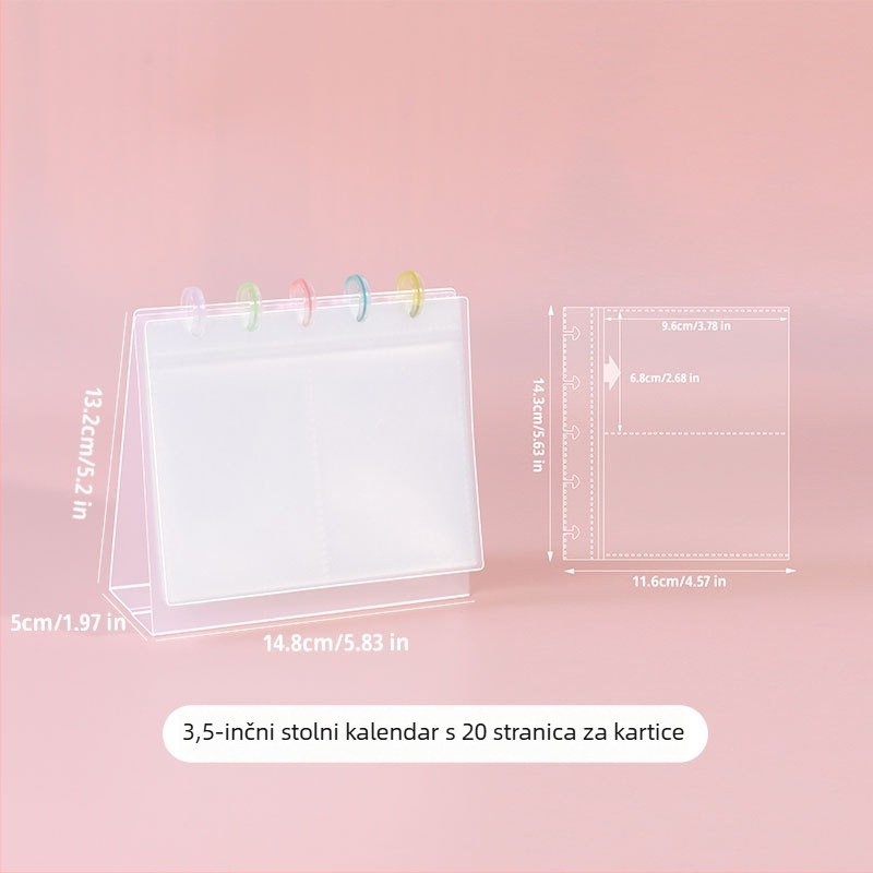 Fotoalbum, prozirni album za kartice za stolni prikaz, PP kućište, labav listni uvez, 10 stranica, ispis logotipa, prilagodba dostupna