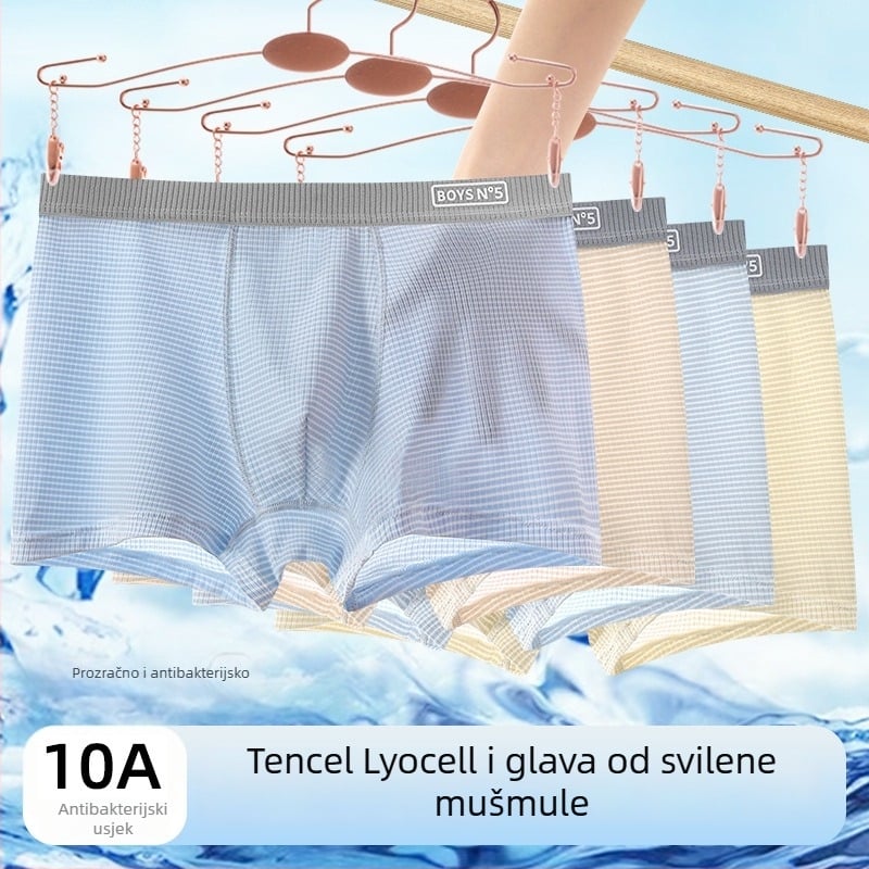 Boxerice za dječake od milk silk materijala, prozračan antibakterijski donji rublje, 93,3% poliester, ljeto 2025, Klasa A, za dječake 8+ godina (visina iznad 140 cm)