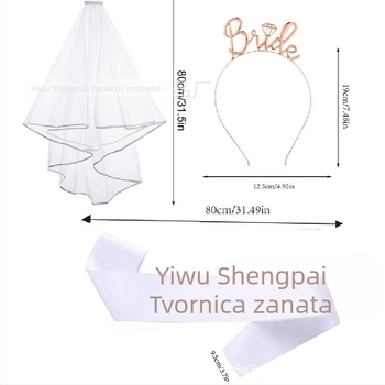 Dodaci za glavu: svadbeni set s veo i trakom, poliester, ženski stil, s natpisima/brojevima/tekstom, mali crkveni stil, za vjenčanje