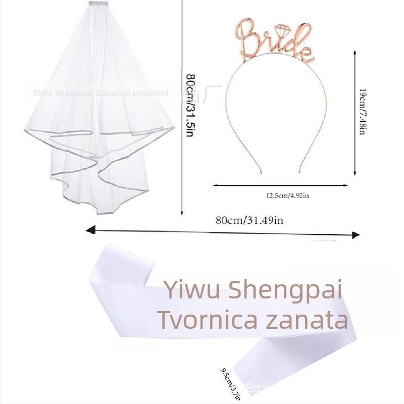Dodaci za glavu: svadbeni set s veo i trakom, poliester, ženski stil, s natpisima/brojevima/tekstom, mali crkveni stil, za vjenčanje