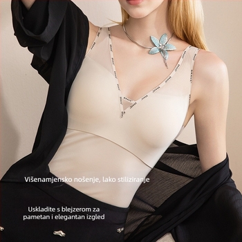 Topla vest s Mulberry svilom, s integriranom čašicom i jastukom za prsa, antibakterijska, podrška leđima i trbuhu