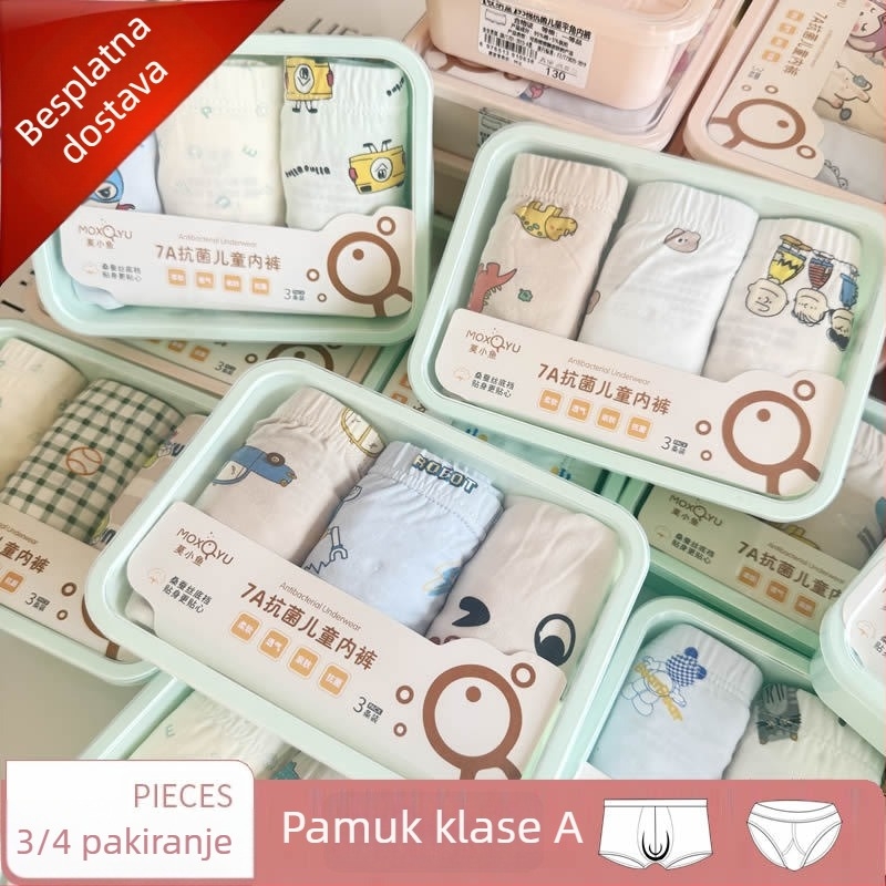 Mo Xiaoyu Unisex Dječje Gaćice Od Pamuka 95%, Klasa A, antibakterijske, prozračne, 3–8 godina