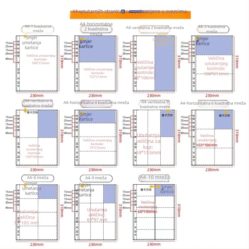 Memory years Fotoalbum s otvorenim listovima, PP omotom, devet odjeljaka za fotografije i kartice, pohrana potvrda, 10/20/30 stranica
