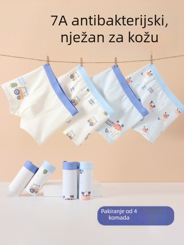 Dječje bokserice od pamuka, razred A, antibakterijske, za dječake 3–8 godina, 95% pamuk, proljeće 2025