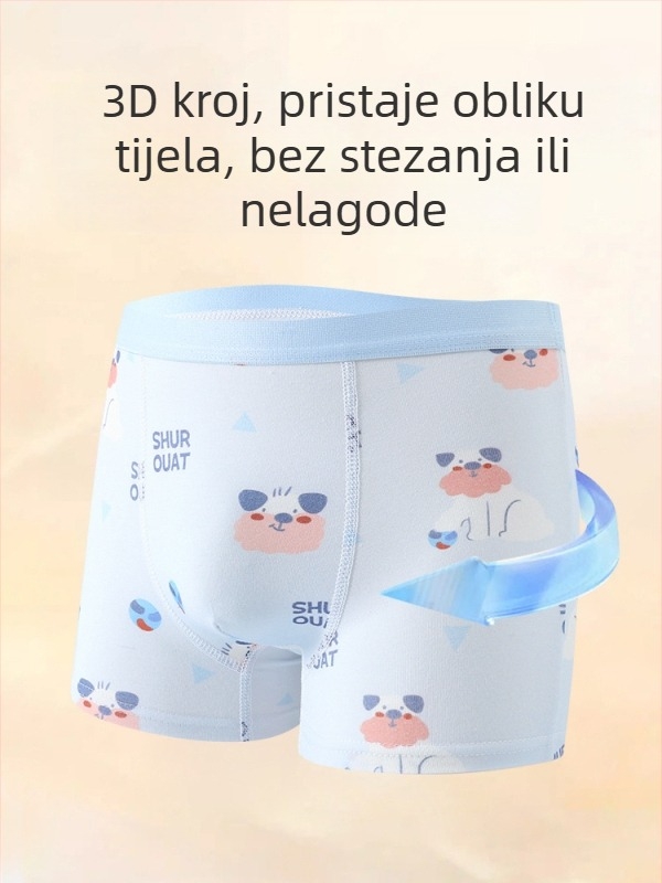 Dječje bokserice od pamuka, razred A, antibakterijske, za dječake 3–8 godina, 95% pamuk, proljeće 2025