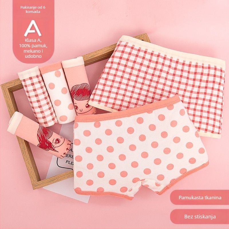 Dječje pamukaste gaćice za djevojčice, Kategorija A, Srednja visina struka, Djeca 3–8 godina