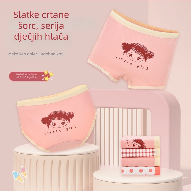 Dječje pamukaste gaćice za djevojčice, Kategorija A, Srednja visina struka, Djeca 3–8 godina