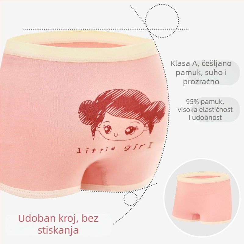Dječje pamukaste gaćice za djevojčice, Kategorija A, Srednja visina struka, Djeca 3–8 godina
