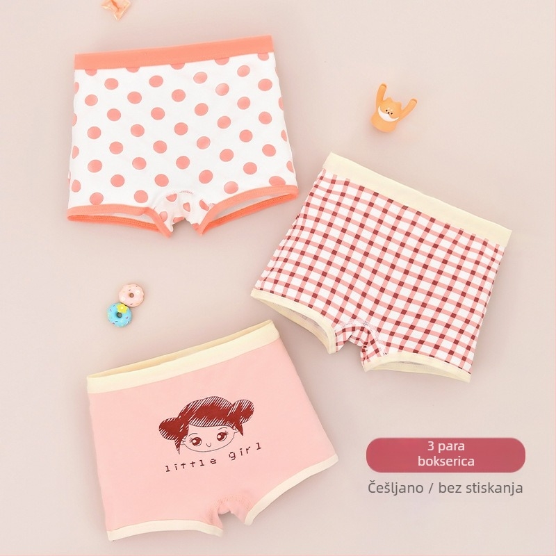 Dječje pamukaste gaćice za djevojčice, Kategorija A, Srednja visina struka, Djeca 3–8 godina