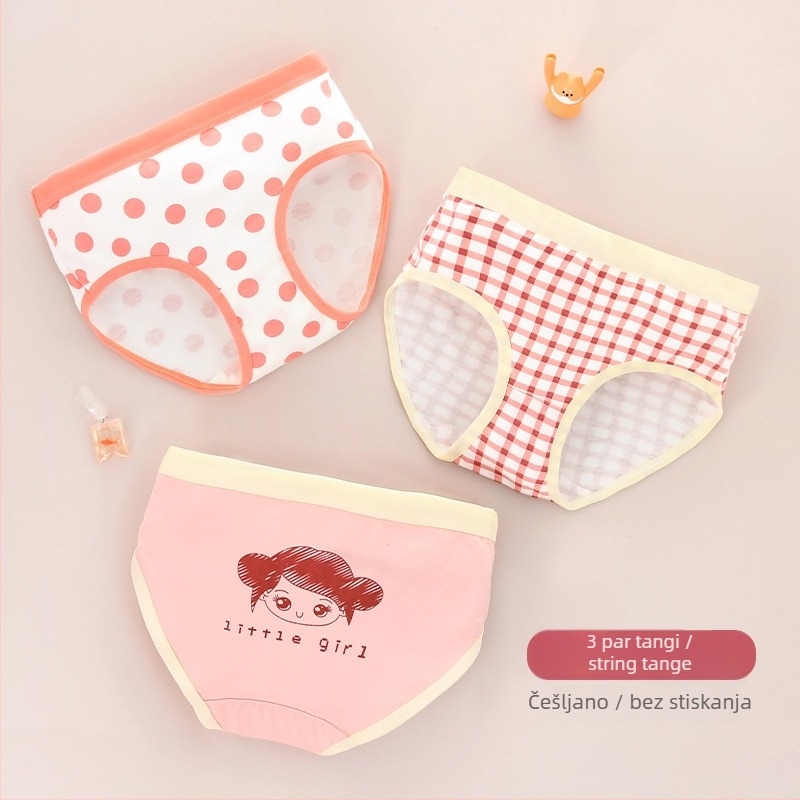 Dječje pamukaste gaćice za djevojčice, Kategorija A, Srednja visina struka, Djeca 3–8 godina