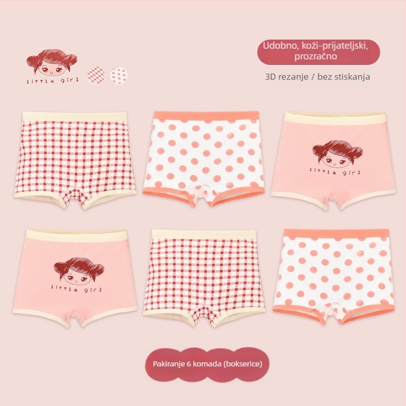 Dječje pamukaste gaćice za djevojčice, Kategorija A, Srednja visina struka, Djeca 3–8 godina