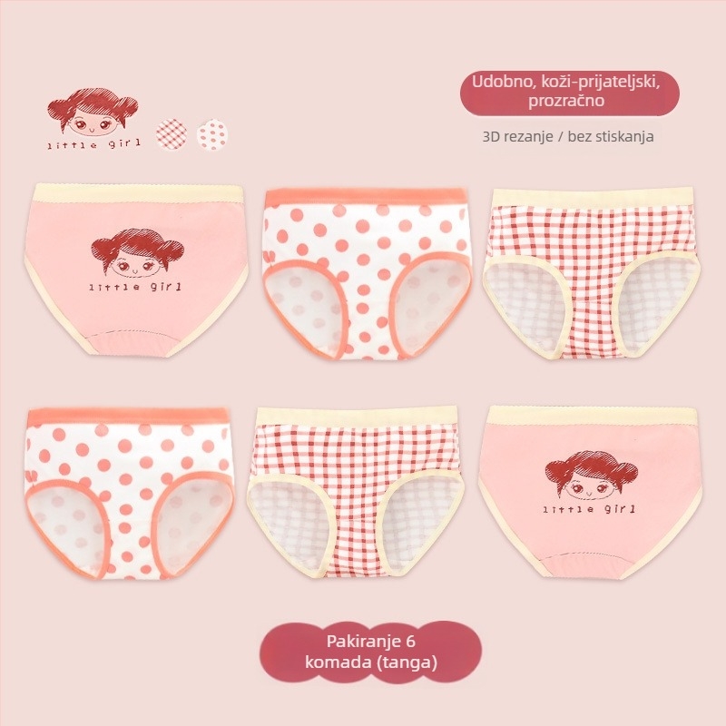 Dječje pamukaste gaćice za djevojčice, Kategorija A, Srednja visina struka, Djeca 3–8 godina