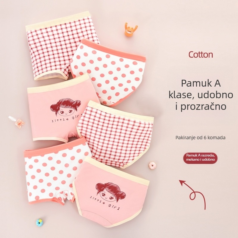 Dječje pamukaste gaćice za djevojčice, Kategorija A, Srednja visina struka, Djeca 3–8 godina