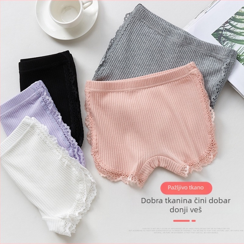 Dječje sigurnosne šorceve od pamuka za djevojčice s čipkastim završetkom – razred B, 95% pamuk, Cute Bear