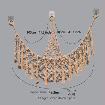 Ručno tkan tapiserija-hamak za zid od pamuka, nordijski stil, ovalni oblik, uzorak lišća
