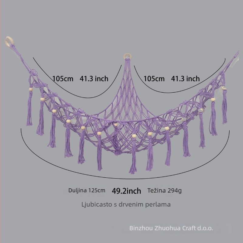 Ručno tkan tapiserija-hamak za zid od pamuka, nordijski stil, ovalni oblik, uzorak lišća