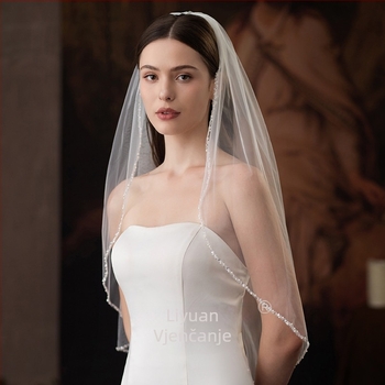 Vjenčani veo, jednodijelni sloj, visokokvalitetan (Materijal: tkanina; Obrada: tkanje; Težina: 120 g; Sezona: Jesen 2023)