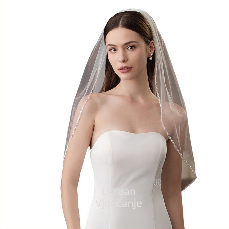 Vjenčani veo, jednodijelni sloj, visokokvalitetan (Materijal: tkanina; Obrada: tkanje; Težina: 120 g; Sezona: Jesen 2023)