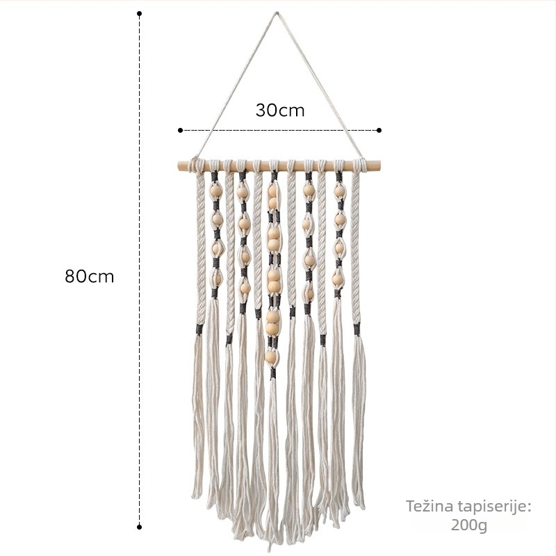 Ručni tkani goblen s resicama, boemski stil, pamuk s prugama, pravokutan, ručno pranje