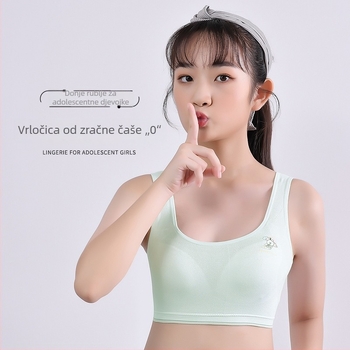 Vesta za djevojčice s fiksnim jastučićima za grudi, prozračna, štiti od izlaganja; viskozna tkanina; fiksni dvostruki naramenice; stil veste s dječjim crtićem