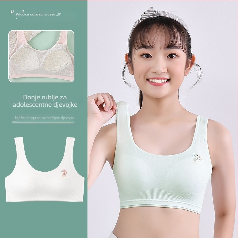 Vesta za djevojčice s fiksnim jastučićima za grudi, prozračna, štiti od izlaganja; viskozna tkanina; fiksni dvostruki naramenice; stil veste s dječjim crtićem