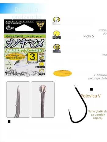 Gamakatsu udica s bodljom za lov pstruša u potoku, model 68229 ultra lagana, s utorom za liniju