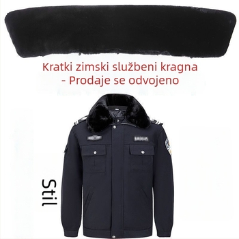 Okudomen Zimska službena jakna s kragnom od krzna, višestruko srednje duljine uniforma, materijal rayon, podstava od vune, uzorak boja blok, ležerni stil, jesen 2025 izdanje