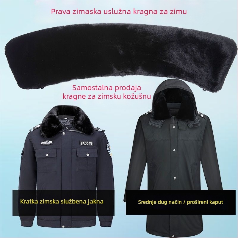 Okudomen Zimska službena jakna s kragnom od krzna, višestruko srednje duljine uniforma, materijal rayon, podstava od vune, uzorak boja blok, ležerni stil, jesen 2025 izdanje