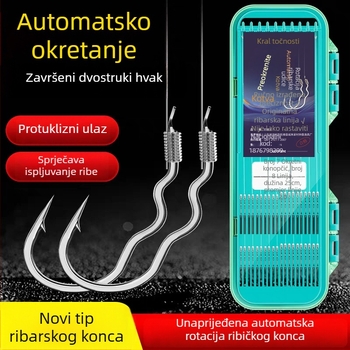 Okretni ribolovni udica sa tri zavojne krivine i dvostrukim udicama — za divlji ribolov, obrnuto okretanje bez ispuštanja