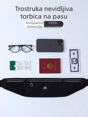 Improved torbica za pojas od najlona s zaštitom od krađe za muškarce — džep za putovnicu i telefon, prozračna, otporna na habanje, PU podstava, sportska crossbody torba
