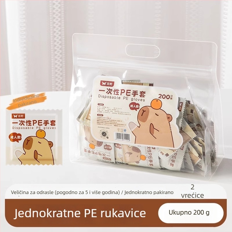 Dječje jednokratne rukavice, hrane kvalitete, individualno pakirane, debeli PE, prozirne, protuklizne, za vanjski piknik