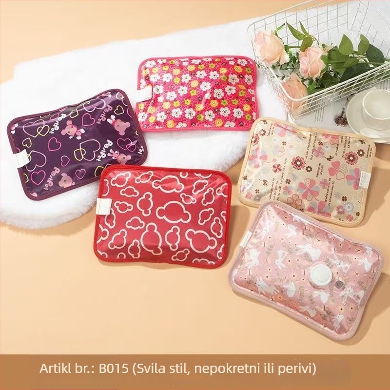 Ponovno punjiva boca za toplu vodu s crtić dizajnom, eksplozijski otporan električni grijač, plišani džep za zagrijavanje šaka sa zipom, skinjiva i periva, Corduroy, model Double Hands, 220V, 500W, Način grijanja: Punjenje, Jiabeibei