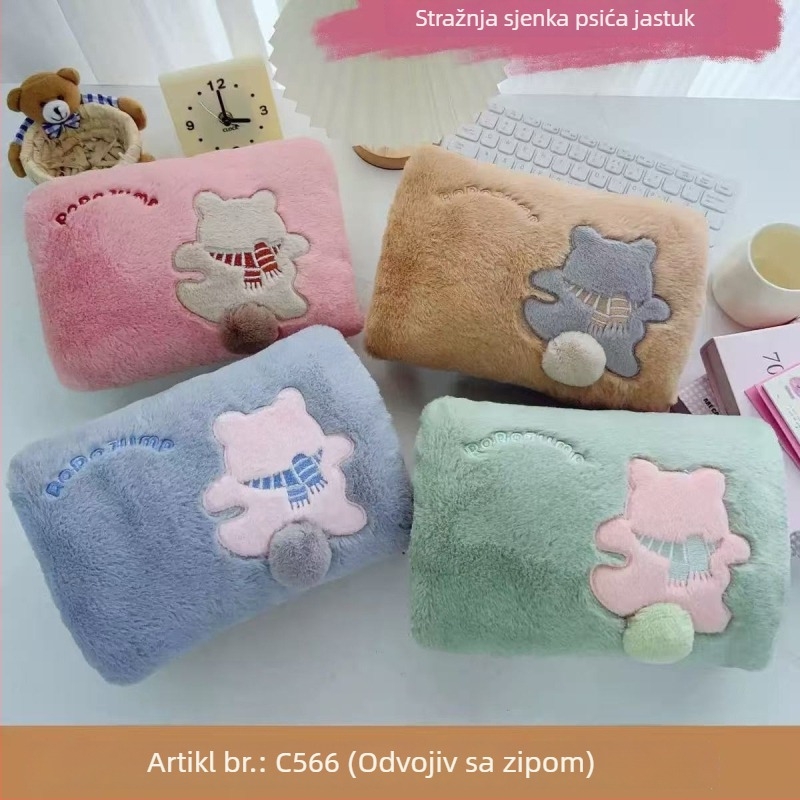 Ponovno punjiva boca za toplu vodu s crtić dizajnom, eksplozijski otporan električni grijač, plišani džep za zagrijavanje šaka sa zipom, skinjiva i periva, Corduroy, model Double Hands, 220V, 500W, Način grijanja: Punjenje, Jiabeibei