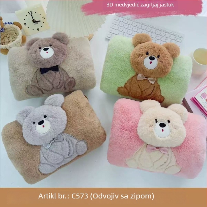 Ponovno punjiva boca za toplu vodu s crtić dizajnom, eksplozijski otporan električni grijač, plišani džep za zagrijavanje šaka sa zipom, skinjiva i periva, Corduroy, model Double Hands, 220V, 500W, Način grijanja: Punjenje, Jiabeibei