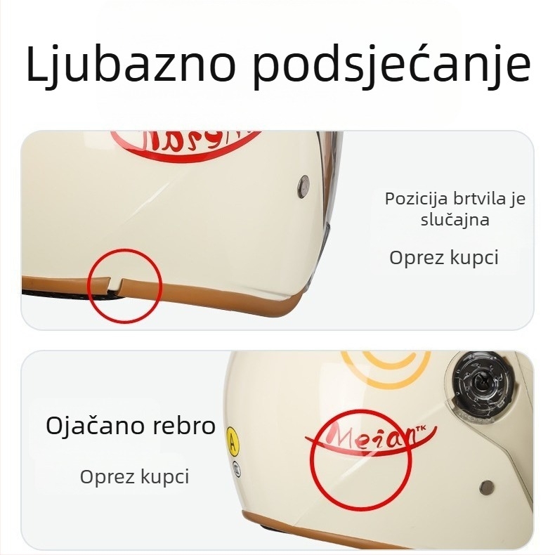Električna kaciga za motocikle, 3C certificirana, ABS, zimska toplina, nasmiješeno lice, kaciga 3/4