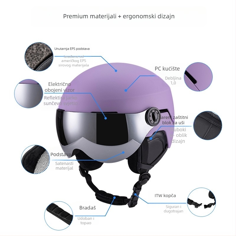 Kaciga za vožnju biciklom s integriranim naočalama, prilagodljiva, unisex, odrasli, Zhilian Zl-s037, PC kućište + EPS pjena