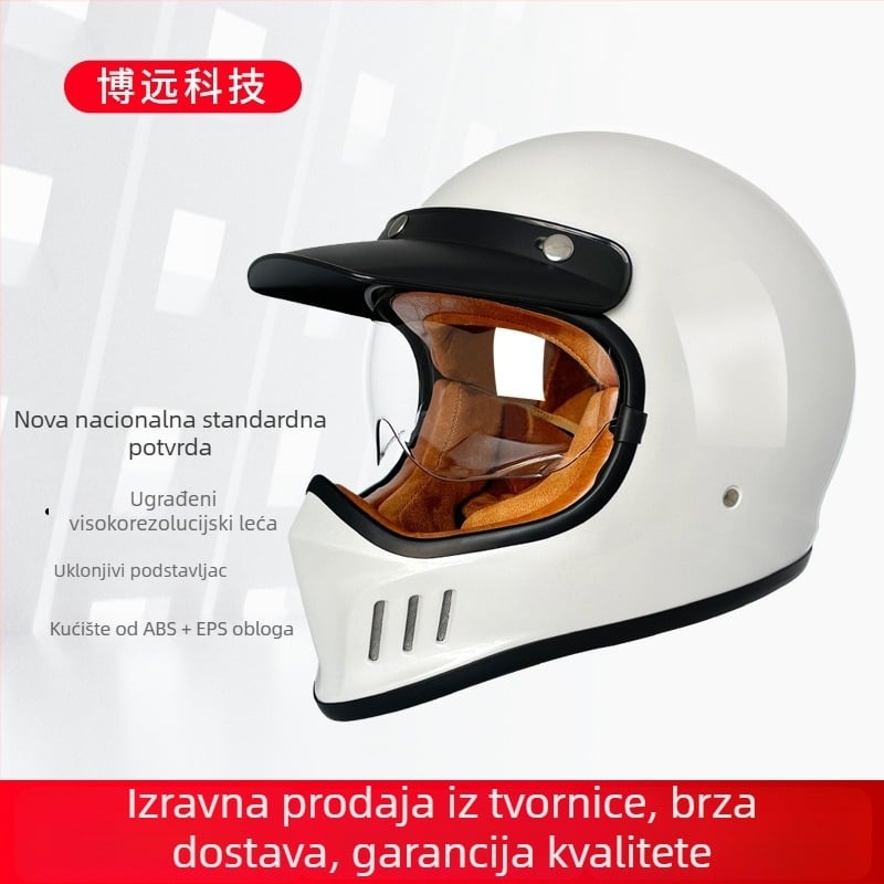 VOSS retro kaciga s punim licem za odrasle – ABS, 3C certifikat, pogodna za sve sezone