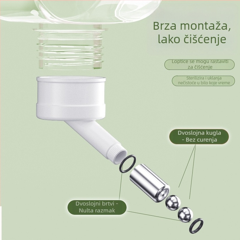 Flasa za vodu za hrčka s valjkastim mehanizmom za piće, automatska, prozirna, protiv curenja (Materijal: PP+PC+nehrđajući čelik; Porijeklo: Shandong; Značka: Chengxi; Broj proizvoda: Cloud Water Bottle)