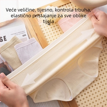 Damske pamucne gaćice s visokim strukom, cvjetni jacquard uzorak, prozračnost, antibakterijske, oblikovanje trbuha