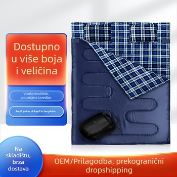Spavaća vreća za dvije osobe, pamuk flanel tkanina, 210T poliester podstava, stil omotnice, za odrasle