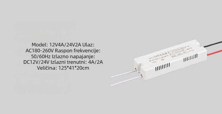 LED napajanje s prekidačem u gumiranom kućištu, ulaz 12V, izlaz 6/12/24/36W, IP20, CE certificirano
