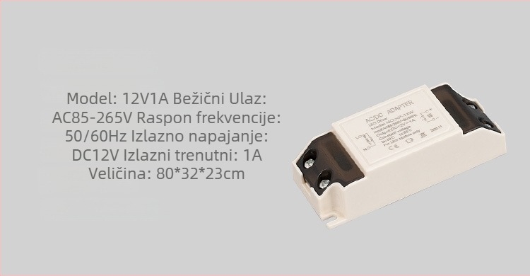LED napajanje s prekidačem u gumiranom kućištu, ulaz 12V, izlaz 6/12/24/36W, IP20, CE certificirano
